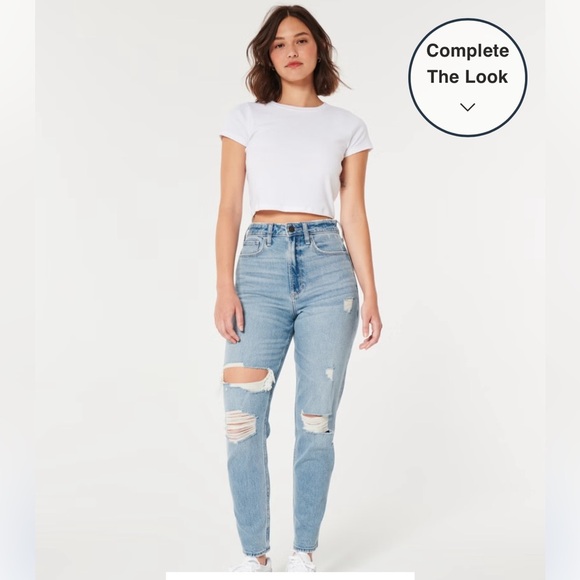 Hollister Curvy High Rise Distressed Mom Jeans - Picture 2 of 6